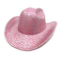 Detailed close-up of metallic pink and silver cracked texture on a western cowboy hat - M (56-58cm) / Rose Red