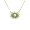 Collar de ojo turco dorado con circones verdes y blancos en cadena delicada - Estilo de Piedras Preciosas Verdes y Blancas