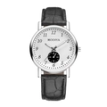 Reloj de cuarzo clásico con esfera blanca y correa de cuero negro con efecto cocodrilo - Esfera Blanca Correa Negra (Esfera Única)