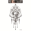 Waterproof tattoo sticker FF-132 featuring black elephant mandala floral design - Elephant Mandala (FF-132)