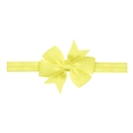 Elastic baby headband with a large yellow grosgrain ribbon fishtail bow ornament - Lemon Yellow