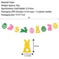 Happy Easter glitter banner set with colorful bunnies, eggs and carrots for party decoration - Egg Rabbit Garland