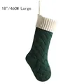 18 inch large dark green knitted Christmas stocking with classic cable knit pattern - Large (46CM) / Dark Green & Ivory