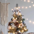 45cm mini tabletop Christmas tree with warm LED lights and silver ornaments - Korean Galaxy Style 45cm