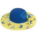 Cappello da sole blu per bambini con rete traspirante e stampa di dinosauro - 1-6 Anni Regolabile / Blu reale con tesa gialla