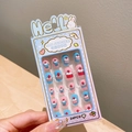 Cute dessert-themed 24pcs cartoon nail stickers set with pink and blue dessert patterns - 1# Cake Dessert