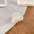 Mini pearlescent white acetate hair claw clip for bangs and side hair styling - Iridescent White