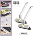 Set van twee witte V-vormige spleetborstels met harde borstelharen en plakhaakjes - 2-Pack + 2 Haken / Wit