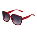 Oversized red sunglasses with gradient lenses and gold metal accents on the temples - Big Red Gradient Gray