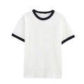 Maglione in maglia bianca aderente con bordi neri a contrasto su girocollo e maniche - S / Bianco