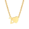 18K gold plated stainless steel heart necklace featuring a 3D letter L pendant - Gold - Letter Z