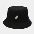 Cappello bucket classico in cotone nero con ricamo di avocado per la protezione dal sole - M (56-58cm) / Nero