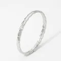 Minimalist silver stainless steel bangle featuring a textured scale pattern finish - Silver Trapezoid/Bamboo Style (PA1228)