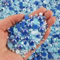 Mixed blue and white half-round resin pearls and rhinestones for DIY nail art and crafts - 30 g / Lake Blue Dark Blue Series-11