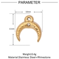 Disegno tecnico dettagliato di un ciondolo a mezzaluna dorato da 10mm con strass - Mezzaluna con Strass / Oro