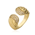 Minimalist 18K gold plated geometric open ring with sparkling white zircon stones - Adjustable Open / Gold (14269)