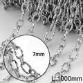 Detailed macro view of 7mm silver stainless steel twisted oval link chain jewelry - Silver 7mm Twisted Oval Chain (KLJ8687-Z)