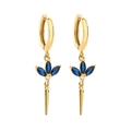 18K gold plated drop earrings featuring blue marquise crystals and tapered cone pendants - Gold with Blue Zircon