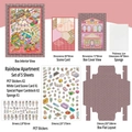 Rainbow Apartment DIY pop-up sticker set with 3D scenery cards and PET stickers - 5-Piece Set (2 PET Stickers + 1 Scenery Card + 2 Paper Cards + Sponge) / Rainbow Apartment (My Small House Series 10)