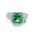 Elegante S925 sterling zilveren ring met een stralende groene smaragd geslepen steen - US 5 / Groene Zirconia (CBJZ091)