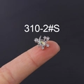 Silver stainless steel moonstone stud earring with opal inlay and tiny zircons - Phantom Starburst Style (HSPJ310-2#S) / Silver