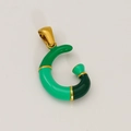 Golden C-shaped pendant with gradient green enamel finish for DIY necklaces - G-Single Pendant (Green Gradient/Gold)