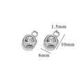 Silver stainless steel hexagonal pendant with clear zircon, 10x6mm size for DIY jewelry - Steel Color - Hexagon