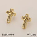 Elegant gold stainless steel cross earrings with zircon crystals measuring 15x10mm - Pave Cross Style / Gold
