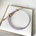 Adjustable purple leather braided bracelet with gold metal figure-eight sliding clasp - Light Purple