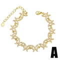 Elegante bracciale dorato con zirconi e chiusura a moschettone regolabile da donna - Stile A-X Simmetrico Zircone