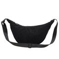 Bolso bandolera minimalista de pana negra con correa ajustable y cierre de cremallera - Negro