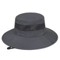Dark grey outdoor sun hat with breathable mesh band and adjustable windproof strap - Adjustable / Dark Gray