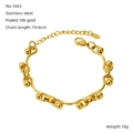 Bracelet fer à cheval en acier inoxydable plaqué or 18 carats avec chaîne réglable - Style Boule de Vague (ZYG1663)