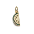 Gold watermelon slice pendant with green zircon stones and open jump ring for DIY jewelry - Hollow Watermelon Slice