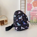 Black mini chest bag with colorful unicorn print and cartoon patterns for kids - Black