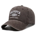 Cappellino baseball vintage lavato color caffè con ricamo Olympia 1990 stile retrò - Regolabile / caffè