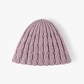Dusty rose cable knit beanie hat for women featuring stylish textured weave pattern - Pink