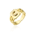 Detail eines verstellbaren Rings mit 18K Vergoldung, Buchstaben C und AAA-Zirkonia-Steinen - Buchstabe C