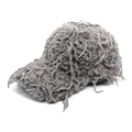 Detalle de la gorra de béisbol de pelo sintético gris con textura de fibra larga única - M (56-58cm) / Gris