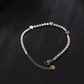 Titanium steel gold tennis bracelet featuring CZ inlaid stars and adjustable clasp - Gold Five-pointed Star