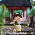 Traditional Tang Dynasty style bobblehead resin doll girl playing flute ornament - Small Flute (D1213-3)