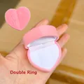 Joyero doble de terciopelo rosa con forma de corazón y forro interior de seda blanca - Rosa (Ranura para Doble Anillo)
