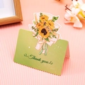 3D sunflower bouquet greeting card in green with Thank You text and foldable design - Sunflower - Thank You