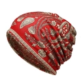 Bonnet en maille rouge avec motif Paisley vintage pour hommes et femmes style décontracté - M (56-58cm) / Rouge