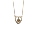 Detail of gold-plated heart pendant necklace with Virgin Mary relief and cubic zirconia - 0203-Heart Mary Pendant