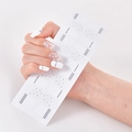 Self-adhesive white and silver striped nail art stickers with dots design, model UNE012 - White Transparent Silver Stripe Small Dot Style (UNE-12)