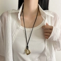 Minimalist gold irregular geometric pendant on black cord necklace for women - Gold Irregular Geometric