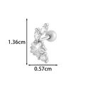 Silver star surgical steel cartilage stud with cubic zirconia in 1.36cm height - Star Leaf Geometric Style (2603-1# Silver)