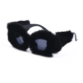 Fashionable black faux fur cat-eye sunglasses for women with creative furry frame design - Black