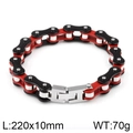 Bracciale a catena da bici hip-hop in acciaio rosso nero e argento 220x10mm - Rosso, Nero & Argento (KB42333-D)